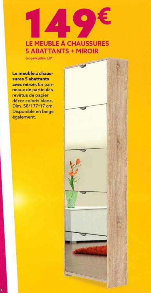 le meuble à chaussures 5 abattants + miroir