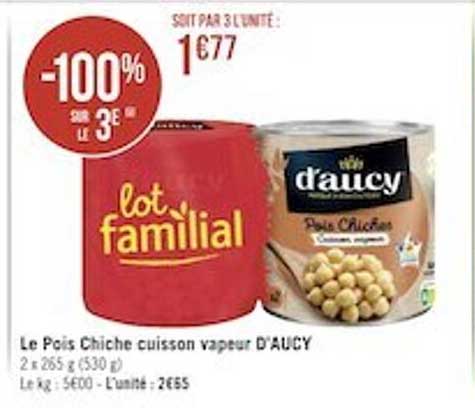 le pois chiche cuisson vapeur d'aucy