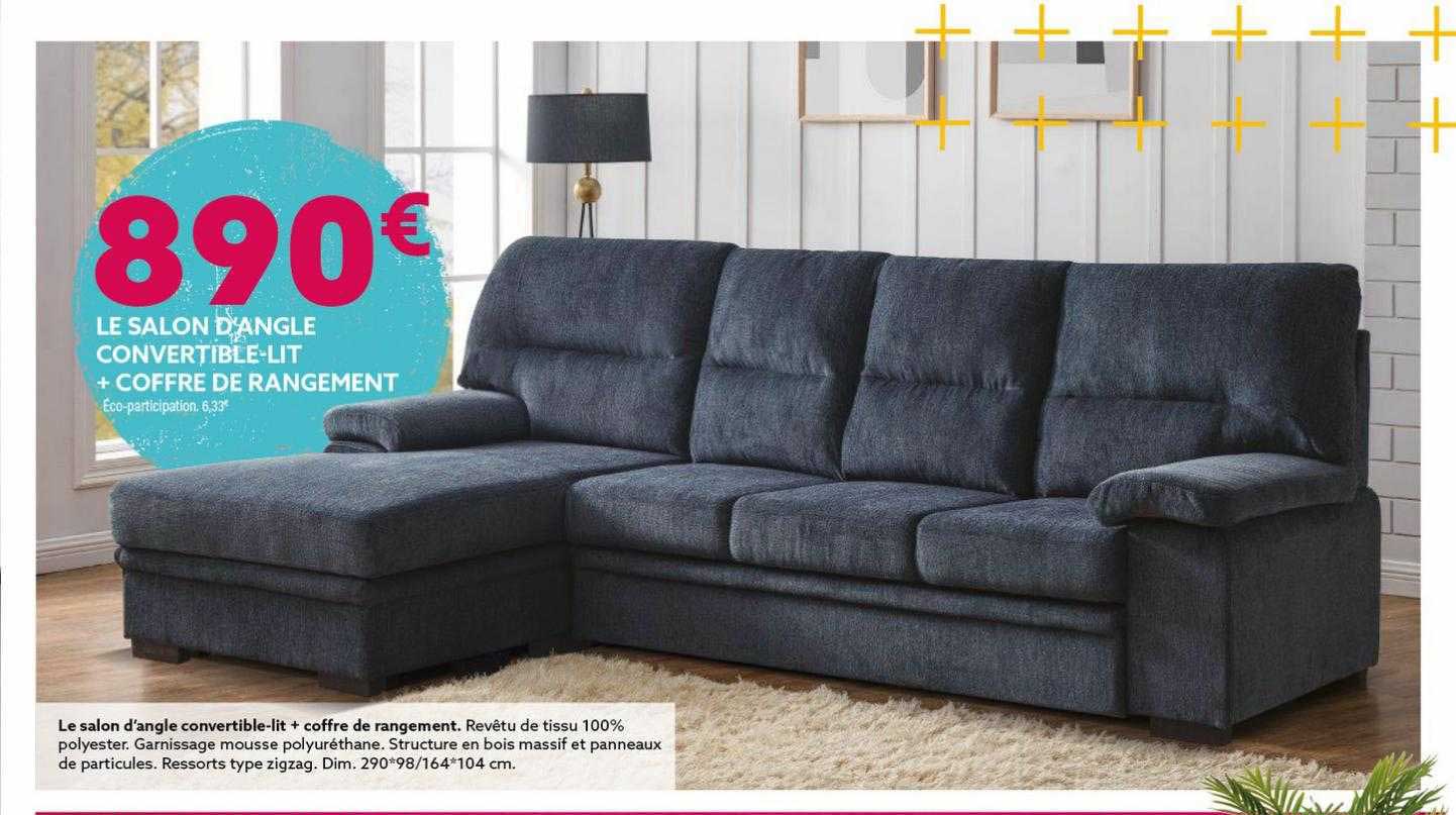 Le Salon D'angle Convertible-lit + Coffre De Rangement