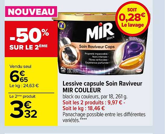 lessive capsule soin raviveur mir couleur