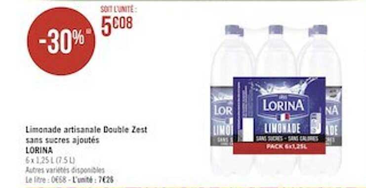 limonade artisanale double zest sans sucres ajoutés lorina