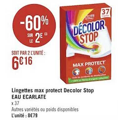 lingettes max protect decolor stop eau écarlate