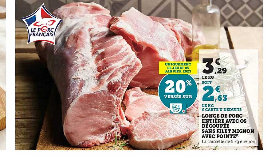 Longe De Porc Entière Avec Os Découpée Sans Filet Mignon Avec Pointe