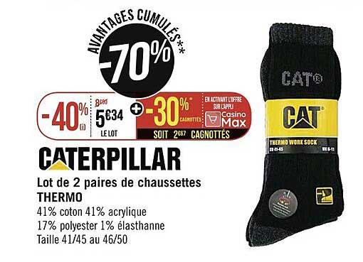 lot de 2 paires de chaussettes thermo caterpillar