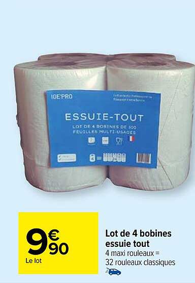 lot de 4 bobines essuie tout