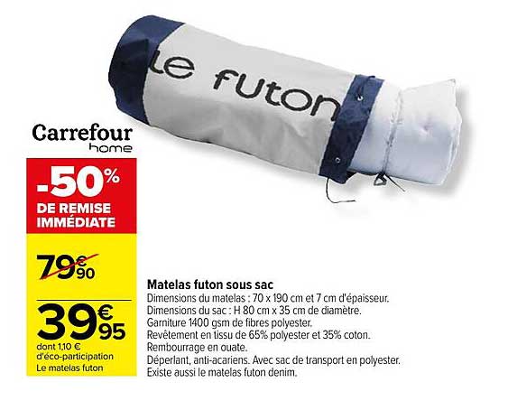 matelas futon sous sac carrefour home