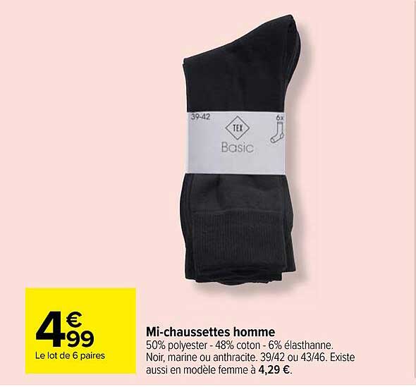 mi-chaussettes homme tex basic