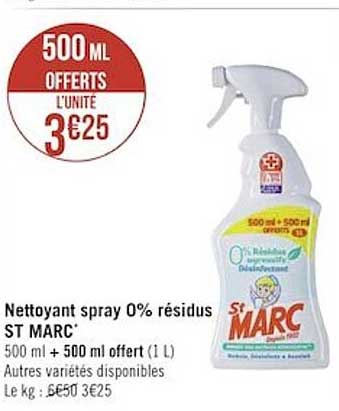 nettoyant spray 0% résidus st marc