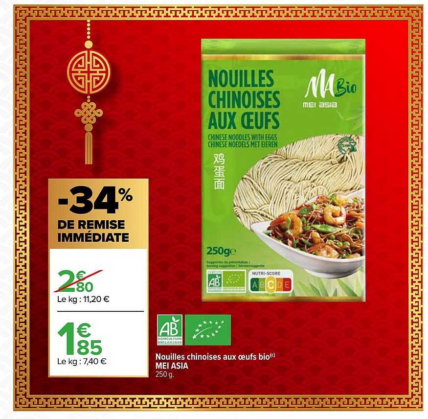nouilles chinoises aux œufs bio mei asia