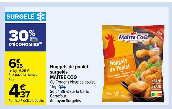 nuggets de poulet surgelés maître coq