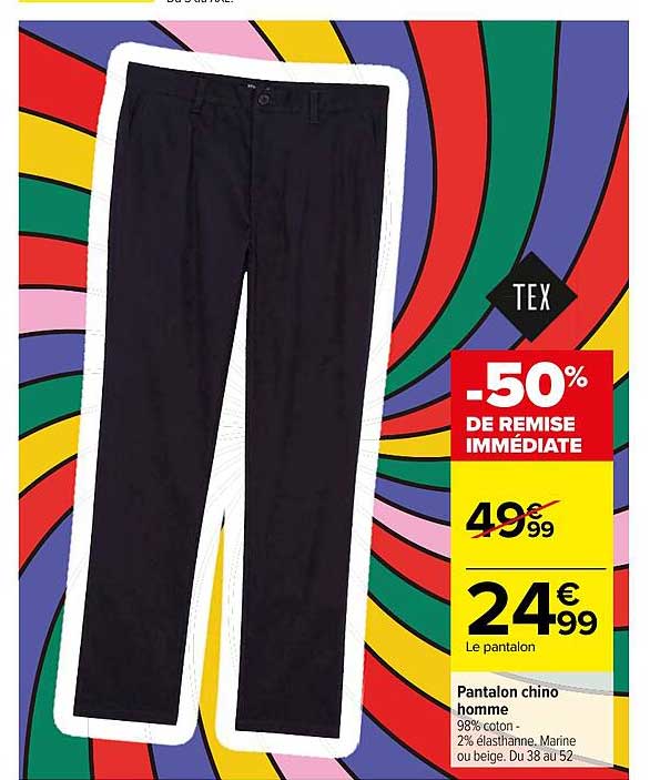 pantalon chino homme tex