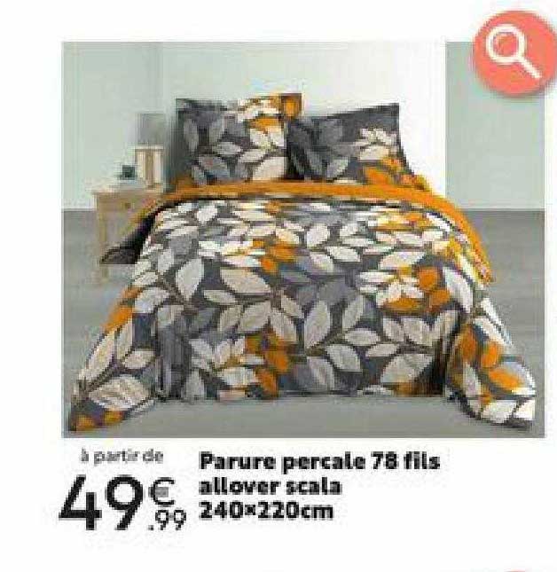 Parure Percale 78 Fils Allover Scala 240 X 220 Cm