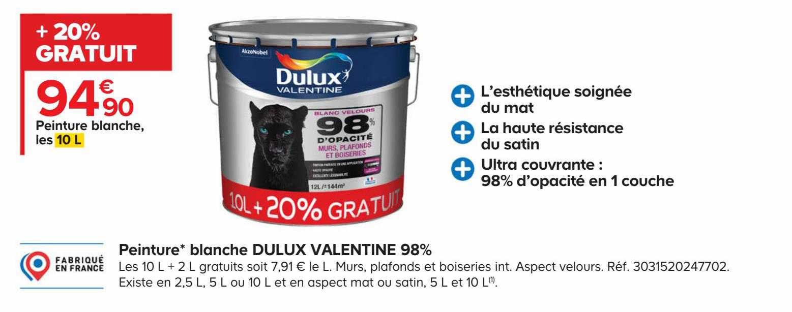 Peinture Blanche Dulux Valentine 98%