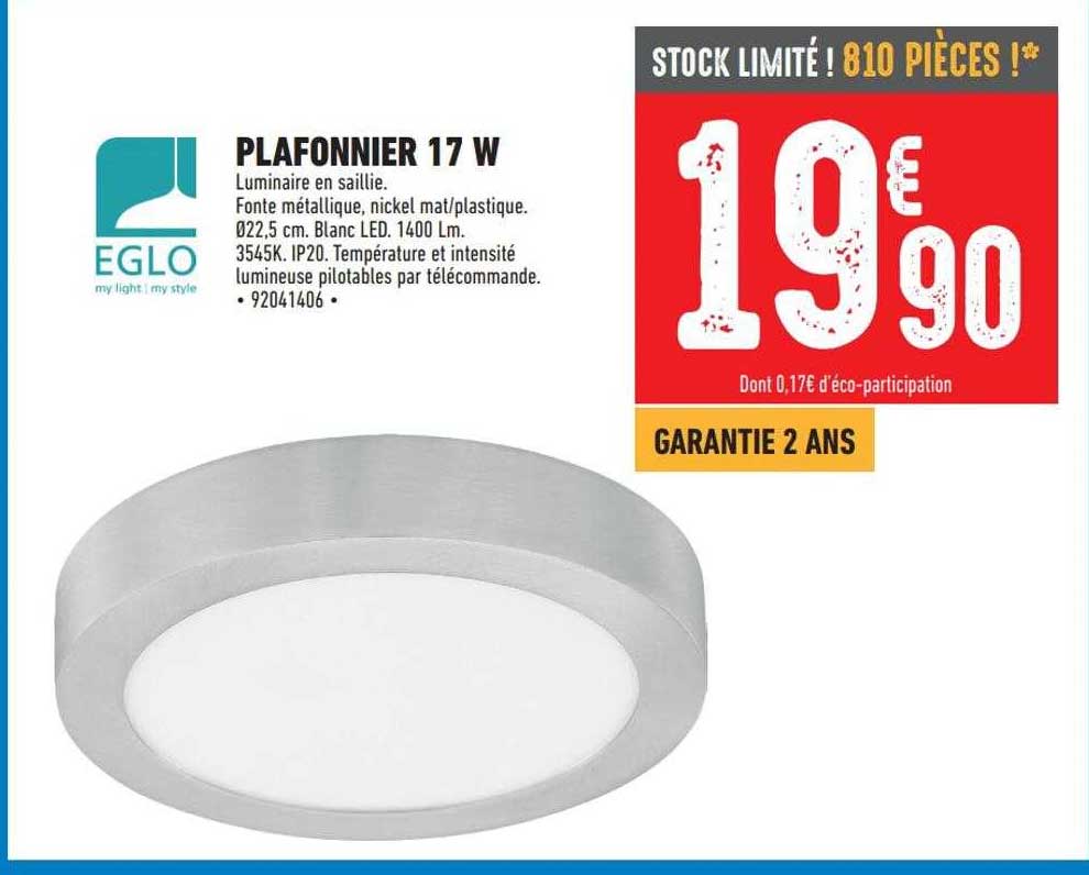 plafonnier 17 w eglo