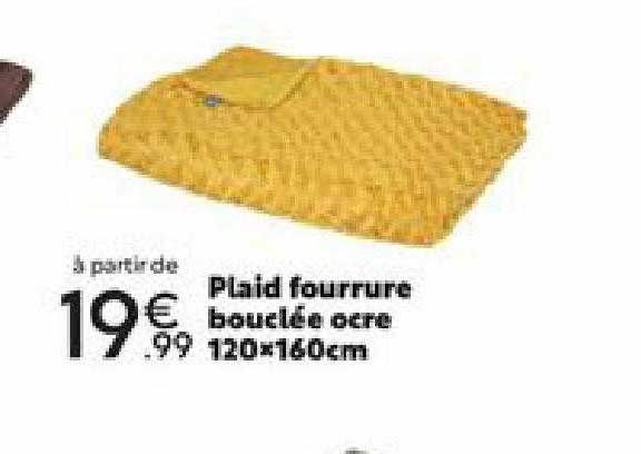 plaid fourrure bouclée ocre 120 x 160 cm
