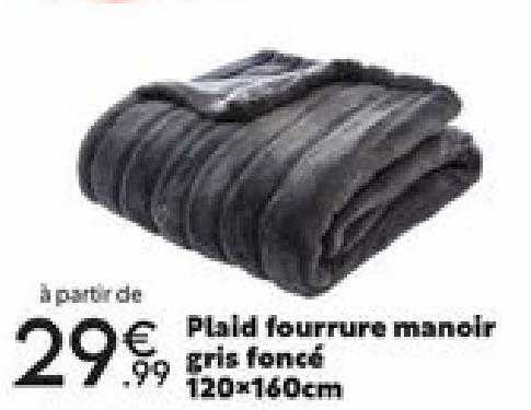 plaid fourrure manoir gris foncé 120 x 160 cm