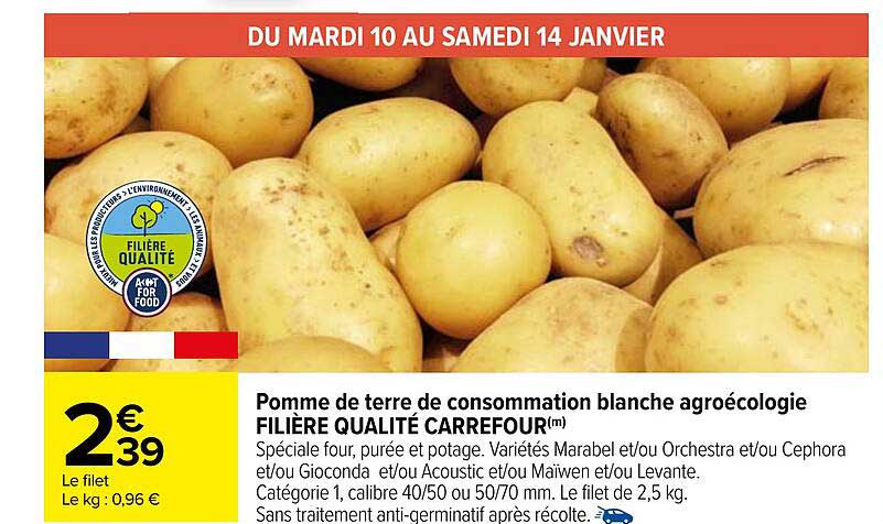 Pomme De Terre De Consommation Blanche Agroécologie Filière Qualité Carrefour