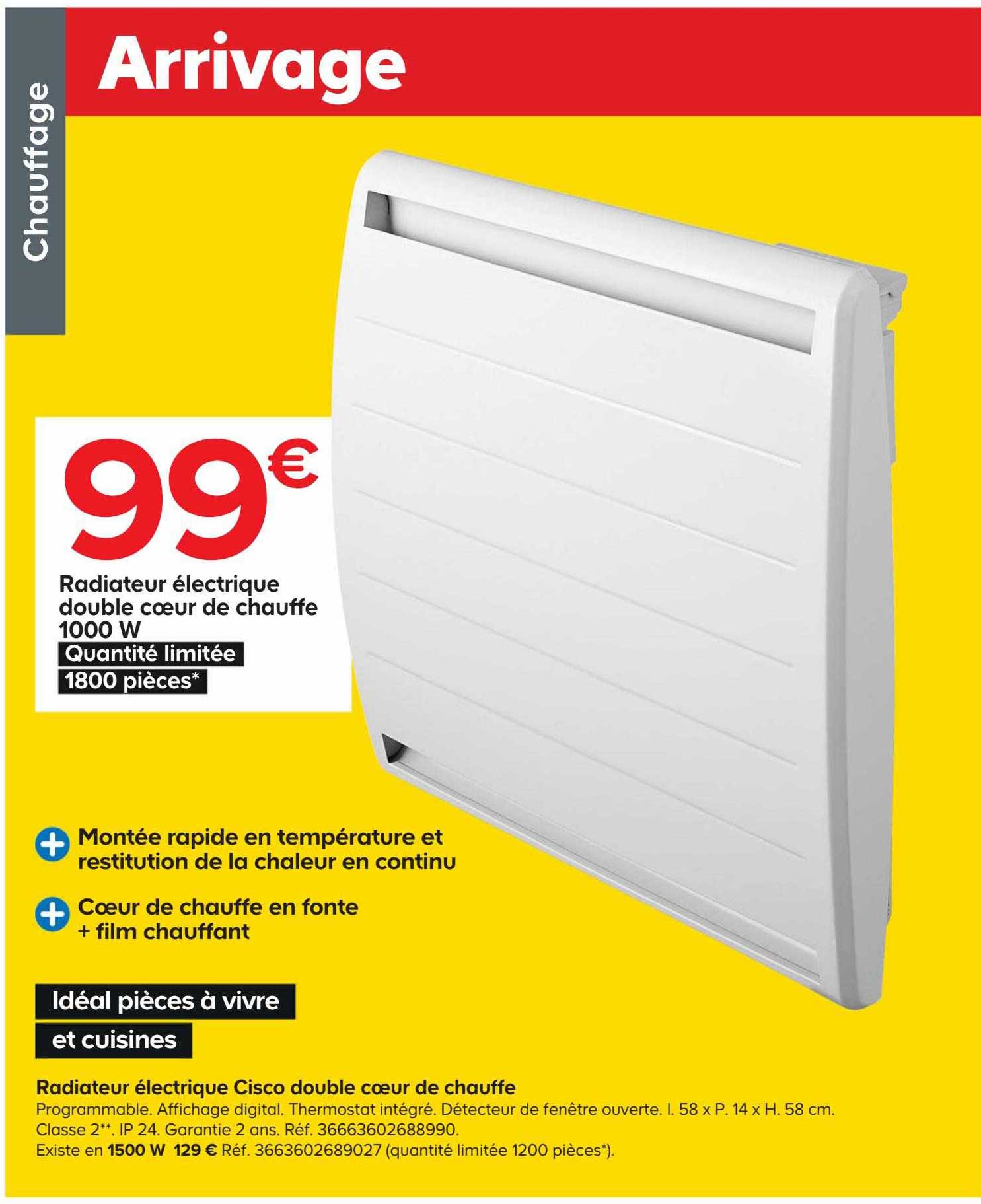radiateur électrique cisco double cœur de chauffe