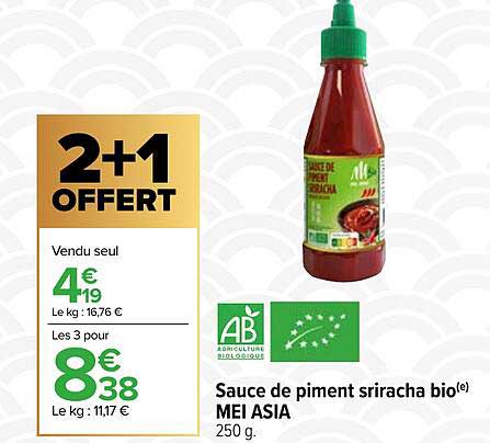 sauce de piment sriracha bio mei asia