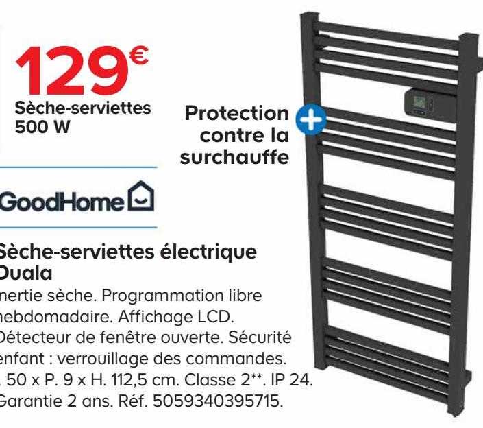 sèche-serviettes électrique duala goodHome