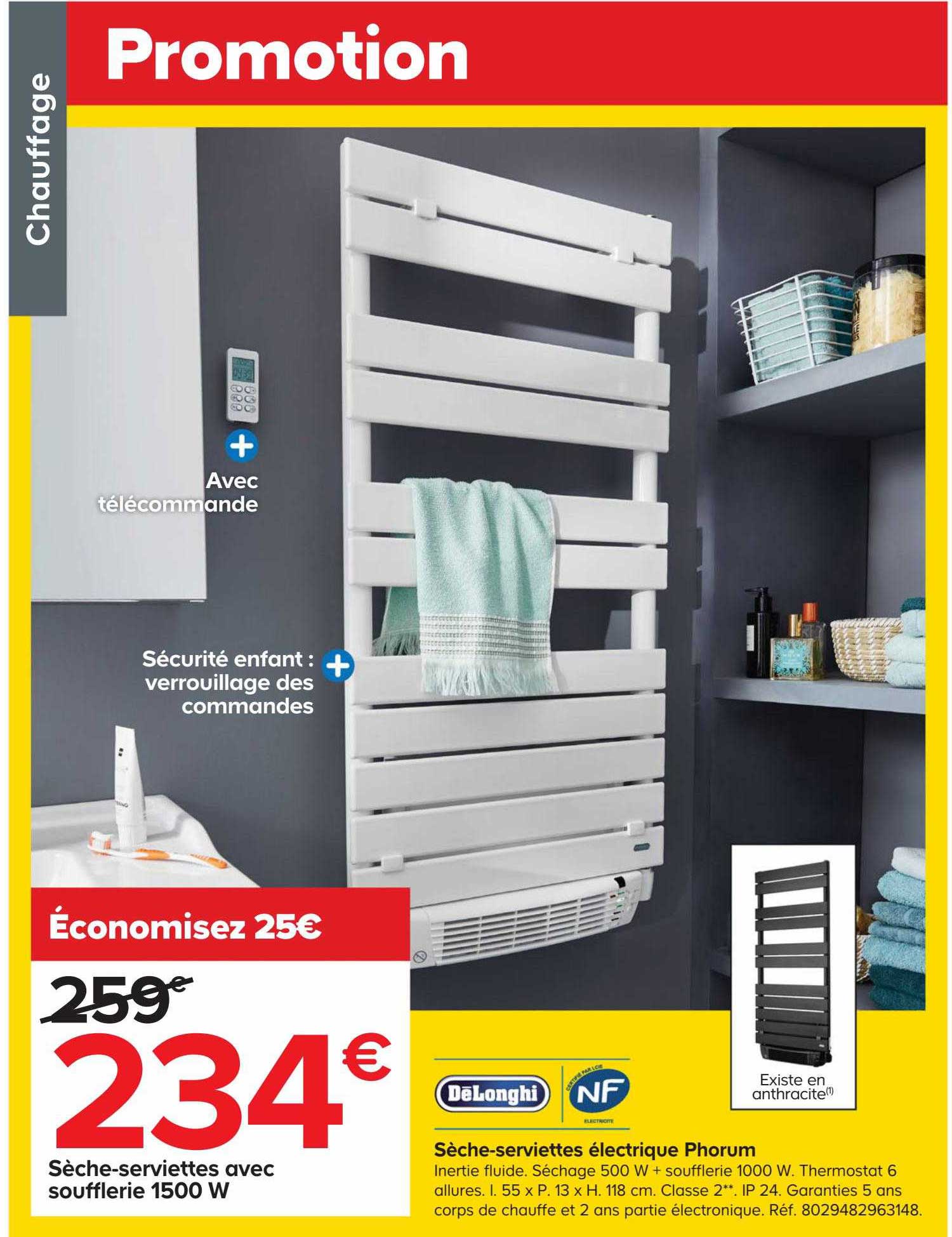 sèche-serviettes électrique phorum deLonghi