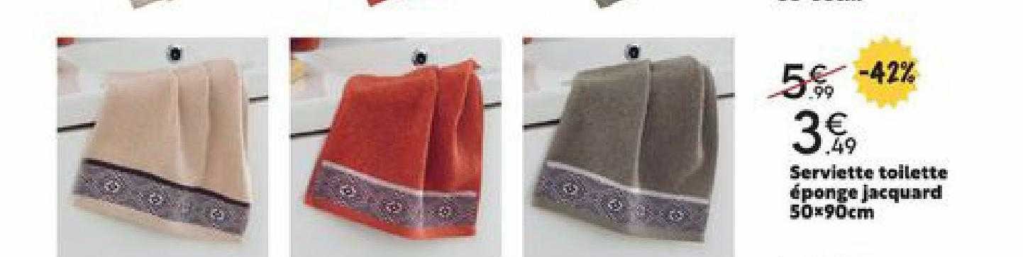 Serviette Toilette éponge Jacquard 50 X 90 Cm