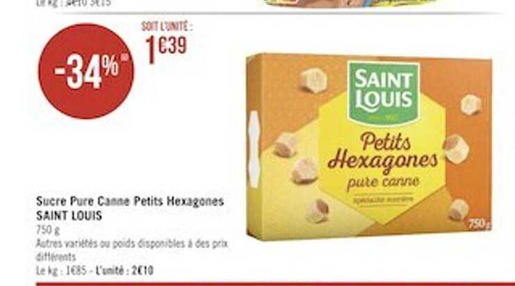 Sucre Pure Canne Petits Hexagones Saint Louis
