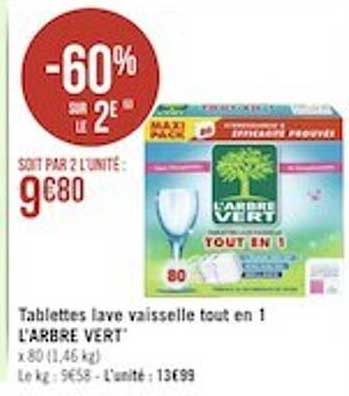 tablettes lave vaisselle tout en 1 l'arbre vert