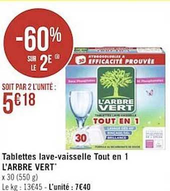 tablettes lave-vaisselle tout en 1 l'arbre vert