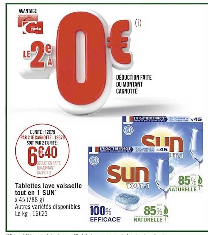 tablettes lave vaisselle tout en 1 sun