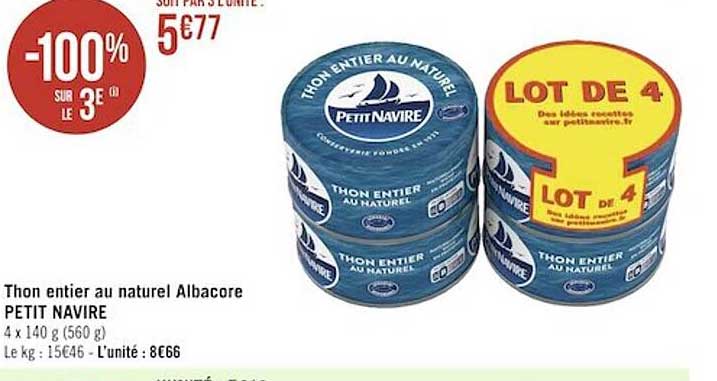 Thon Entier Au Naturel Alacore Petit Navire