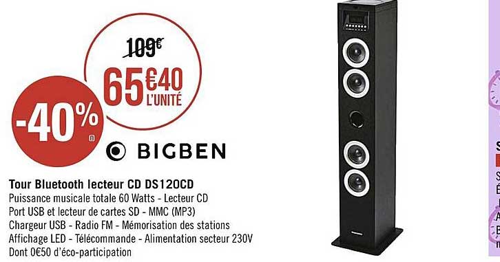 tour bluetooth lecteur cd ds120cd bigben