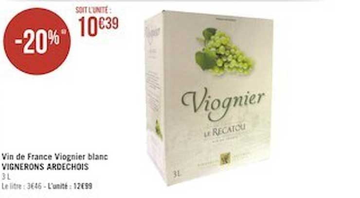Vin De France Viognier Blanc Vignerons Ardechois