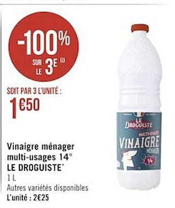 vinaigre ménager multi-usages 14° le droguiste