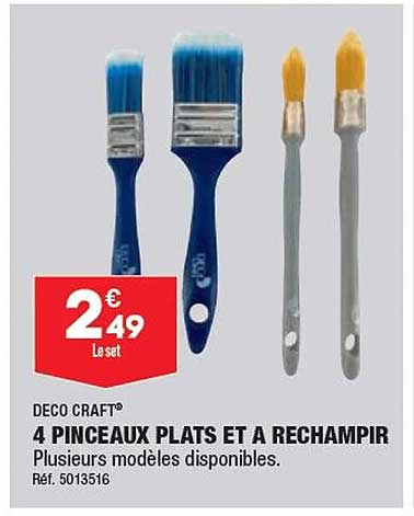 4 pinceaux plats et à rechampir déco craft