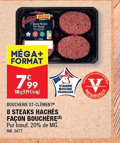 8 steaks hachés façon bouchère boucherie st-clément