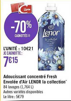 adoucissant concentré fresh envolée d'air lenor la collection