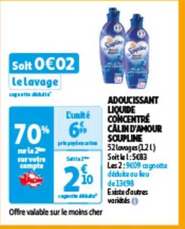 Adoucissant Liquide Concentré Câlin D'amour Soupline