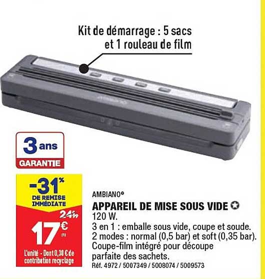 appareil de mise sous vide ambiano