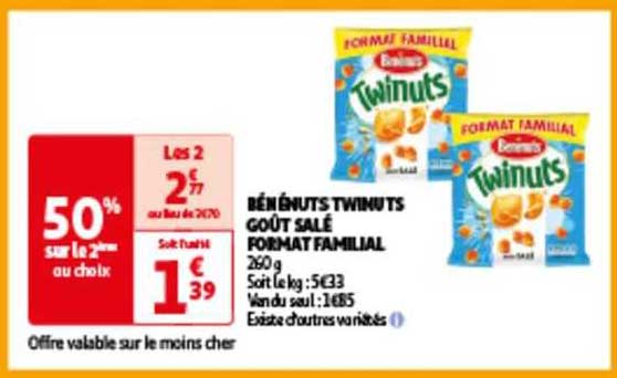 Bénénuts Twinuts Goût Salé Format Familial