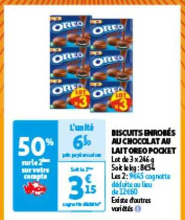 biscuits enrobés au chocolat au lait oreo pocket