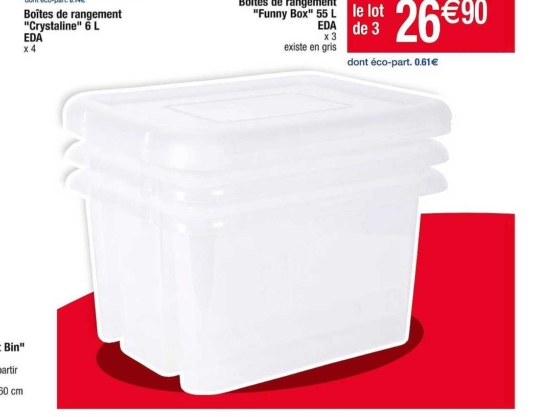 boîtes de rangement "funny box" 55 l eda