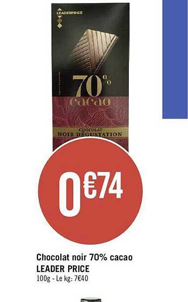 Chocolat Noir 70% Cacao Leader Price