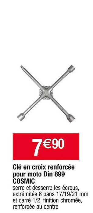 clé en croix renforcée pour moto din 899 cosmic