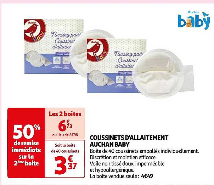 coussinets d'allaitement auchan baby