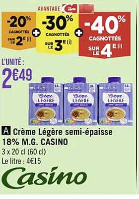 crème légère semi-épaisse 18% m.g. casino