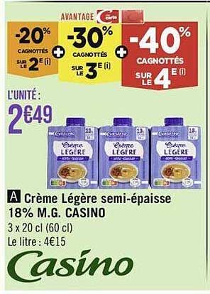 crème légère semi-épaisse 18% m.g. casino