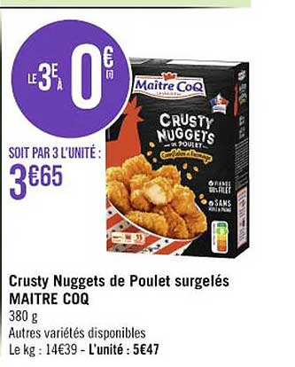 crusty nuggets de poulet surgelés maître coq