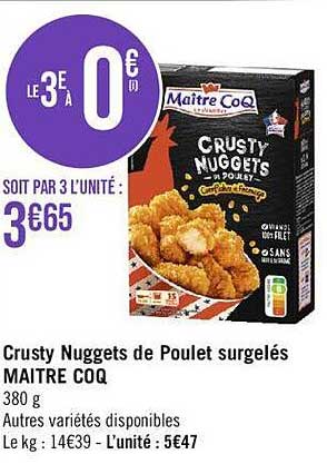 crusty nuggets de poulet surgelés maître coq