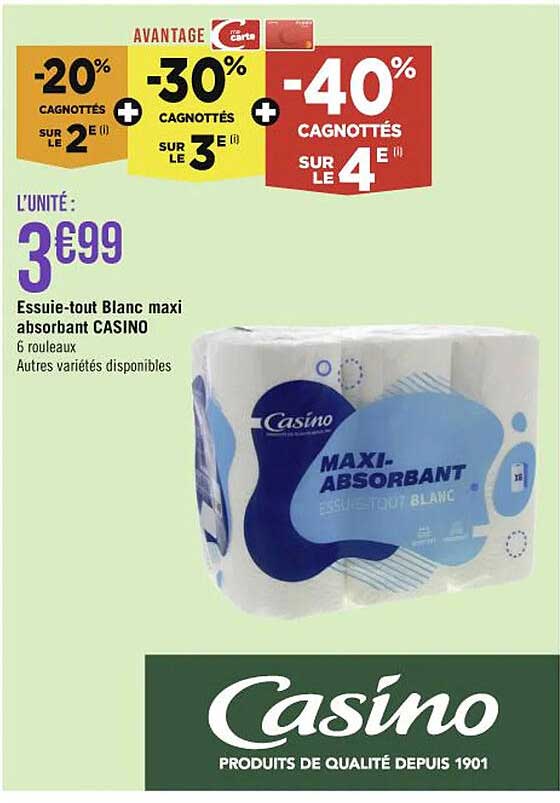 essuie-tout blanc maxi absorbant casino
